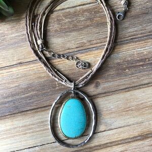 SILPADA Jewelry Howlite Teardrop Pendant & Multi-strand Leather Necklace